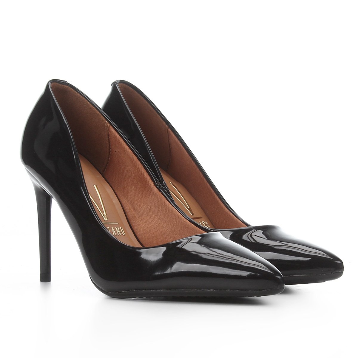 Scarpin Vizzano Verniz Salto Alto Bico Fino l - Preto Menor preço em Scarpin Vizzano Verniz Salto Alto Bico Fino l - Preto