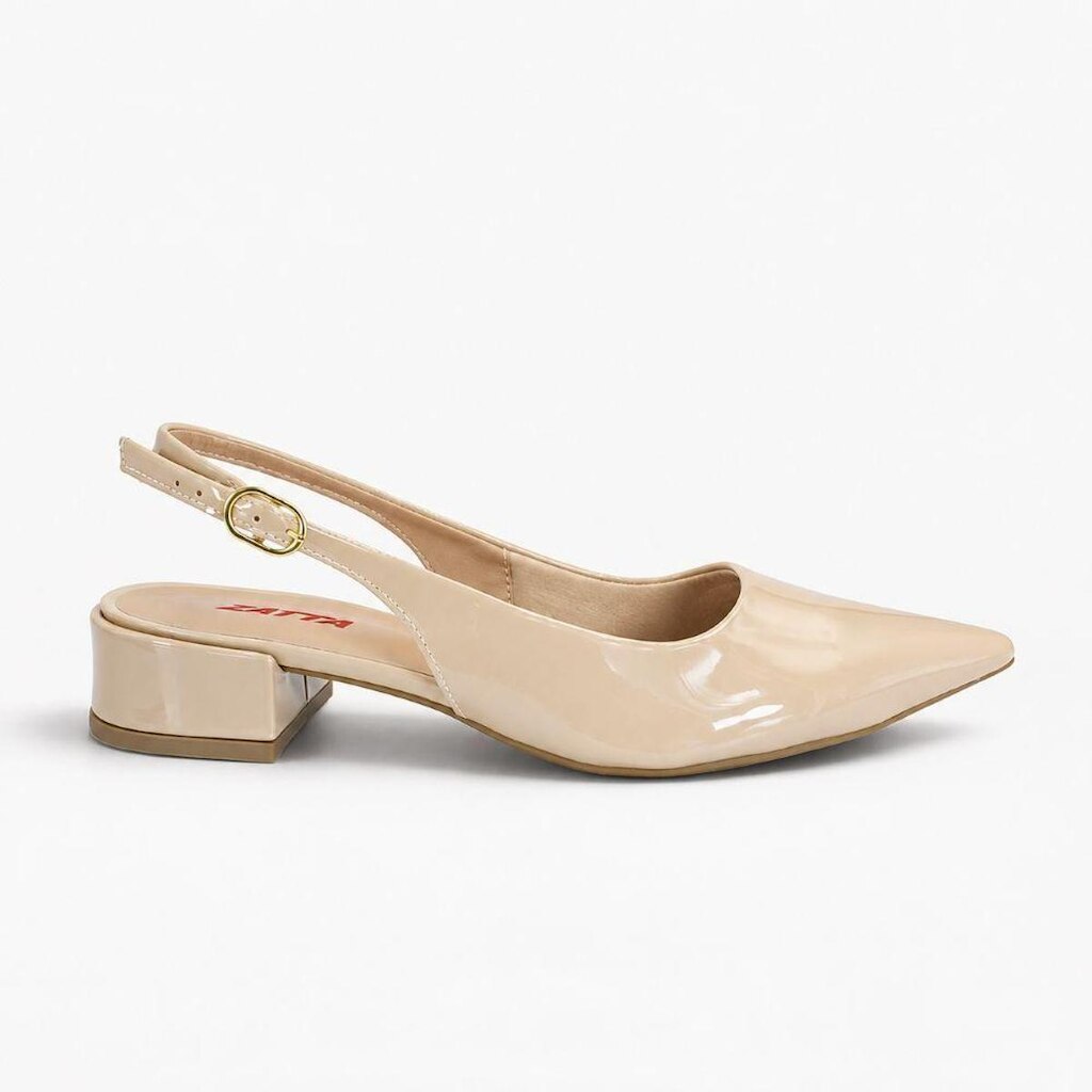 Scarpin Zatta Slingback Salto Baixo Dalila Amendoa Nude 39