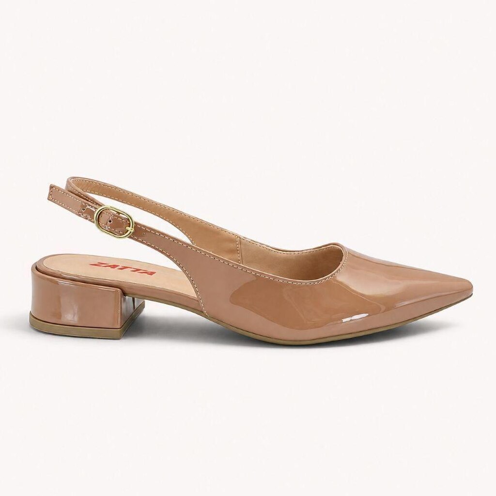 Scarpin Zatta Slingback Salto Baixo Dalila Nude Nude 36