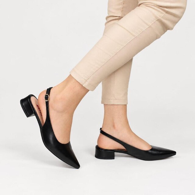 Scarpin Zatta Slingback Salto Baixo Dalila Preto Preto 34