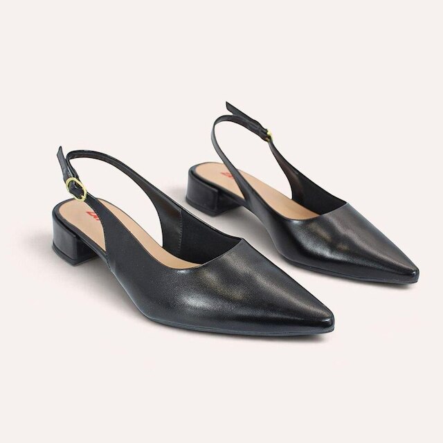 Scarpin Zatta Slingback Salto Baixo Dalila Preto Preto 34