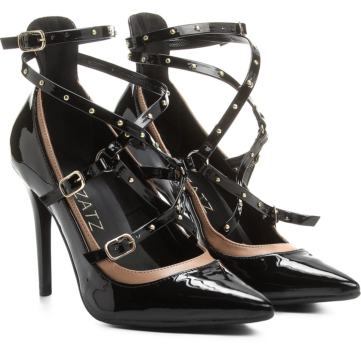 scarpin zatz tiras e tachas