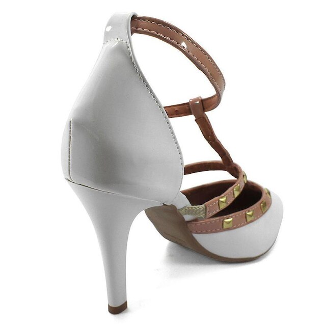 Scarpin Zhaceci Salto Alto Spike Branca