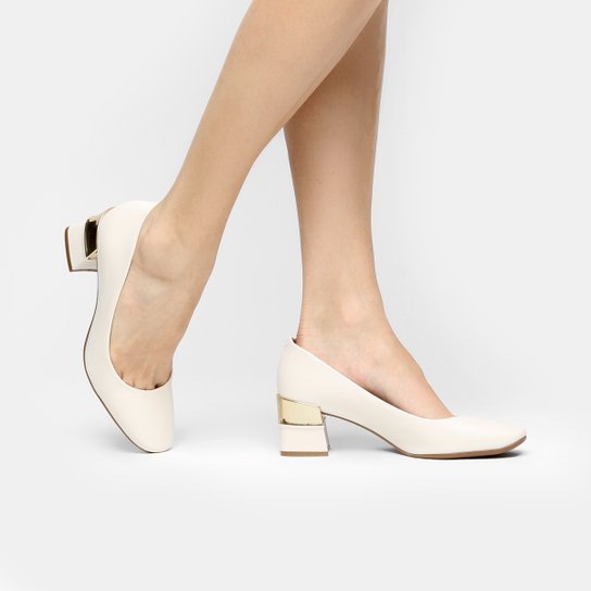 Scarpins Vizzano Detalhe Metalizado - Off White