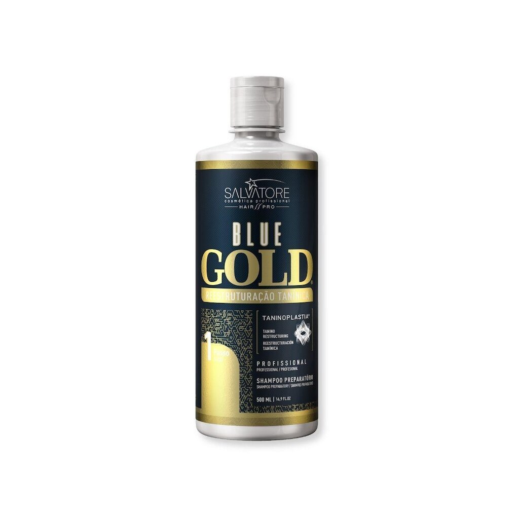 Shampoo Limpeza Salvatore Blue Gold 500ML Efeito Super Liso