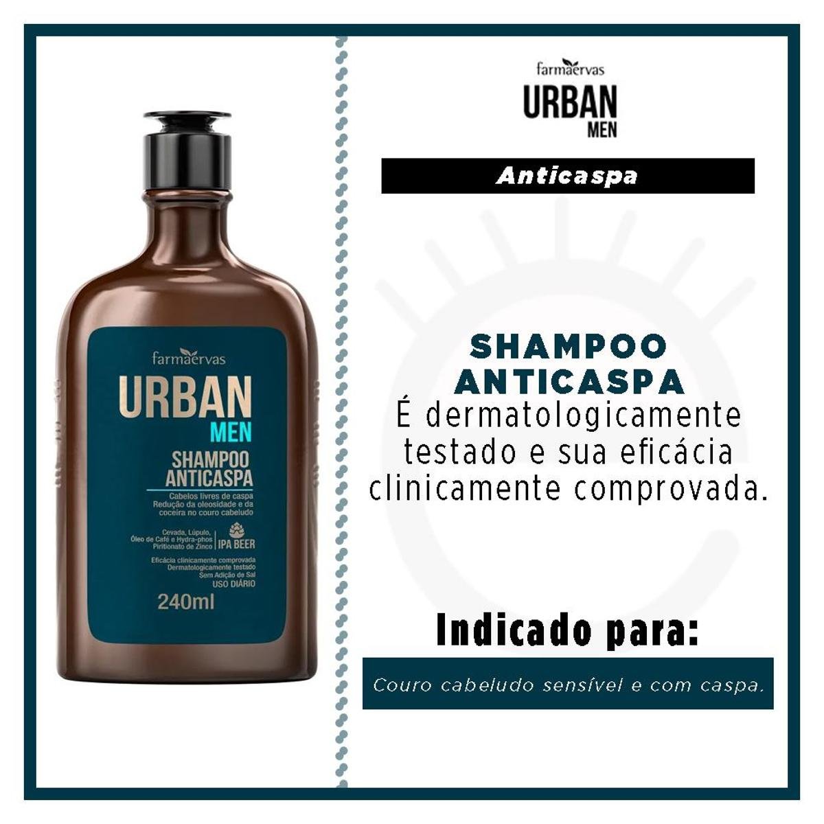 Shampoo Urban Men IPA Anticaspa 240ml Incolor Zattini