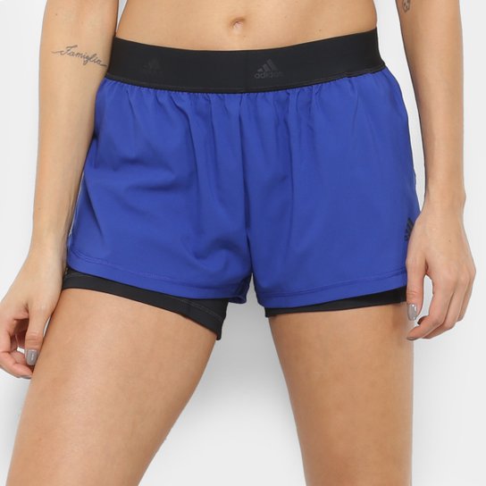 Short Adidas 2In1 Gr Feminino - Azul+Preto