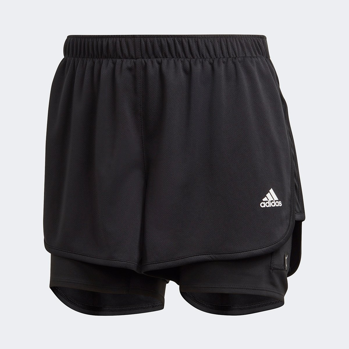 Short Adidas Marathon 20 2 em 1 Feminino - Preto Menor preço em Short Adidas Marathon 20 2 em 1 Feminino - Preto