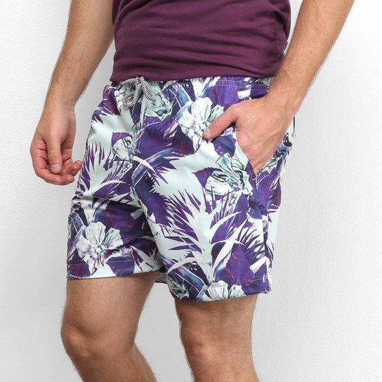 Short All Free Floral Estampado Masculino - Roxo