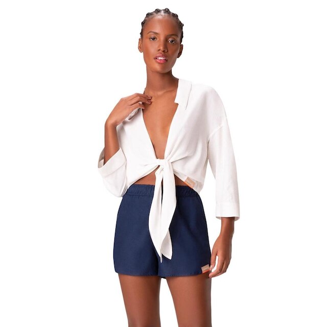 Short Básico Linen Gaze Off white P