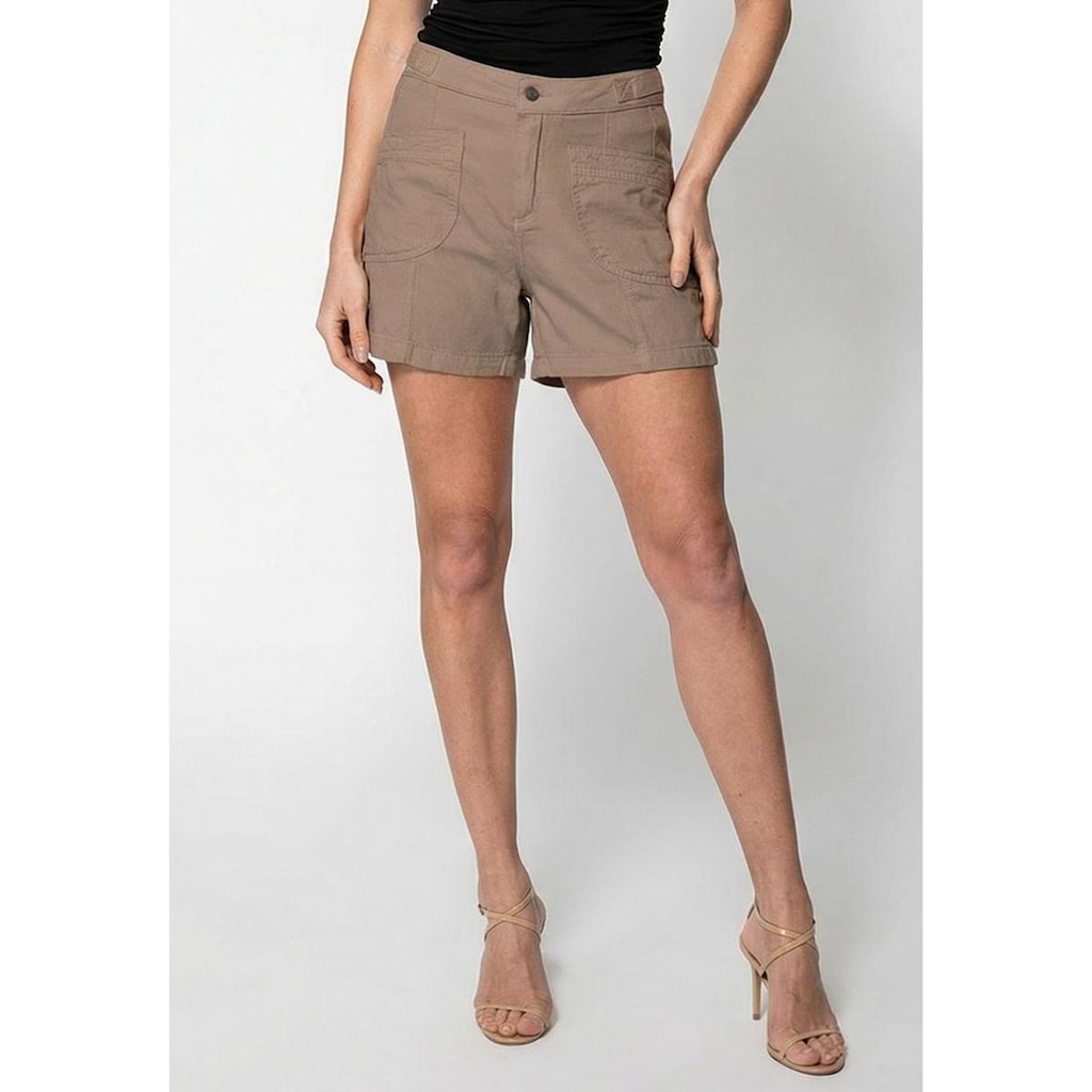 Short Bolsos Frente Faixa Lateral Bege