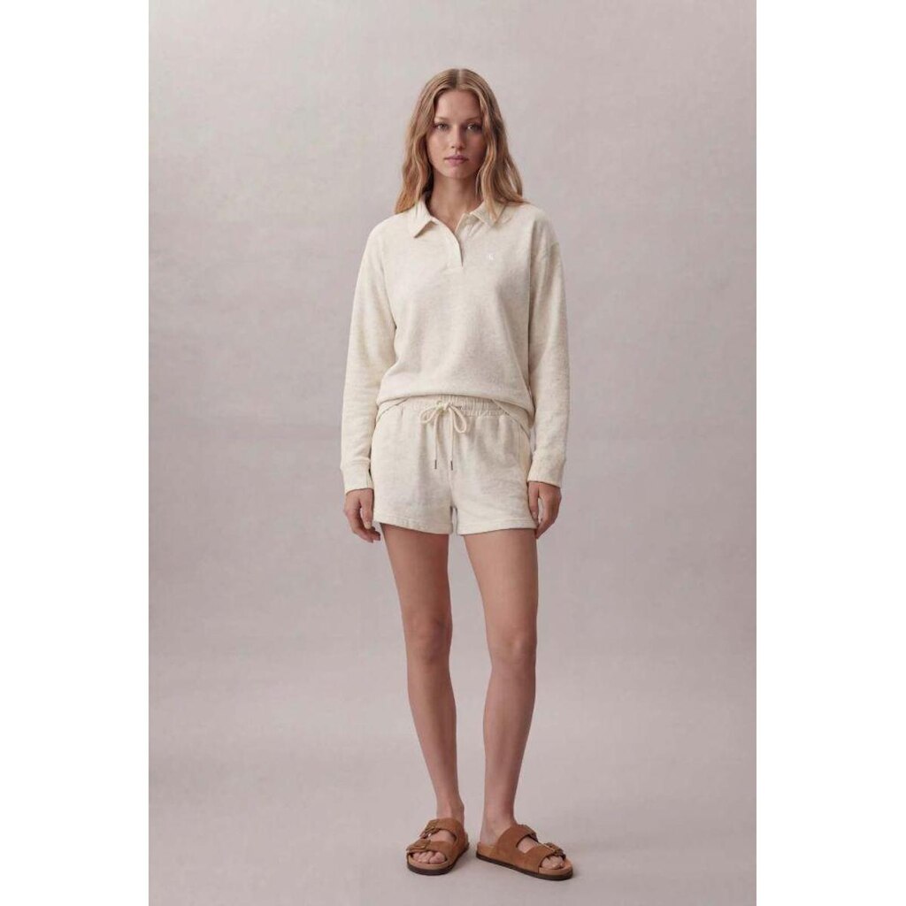 Short Ckj Fem Linho Detalhe Cadarço - Areia