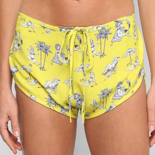 Short Colcci Estampado Feminino - Amarelo+Branco
