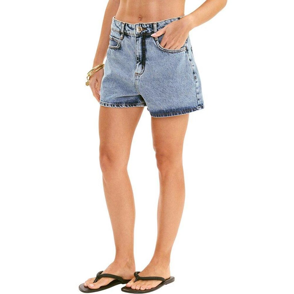 Short Colcci Jeans Mom Fit Cintura Alta Jade Azul Indigo Feminino