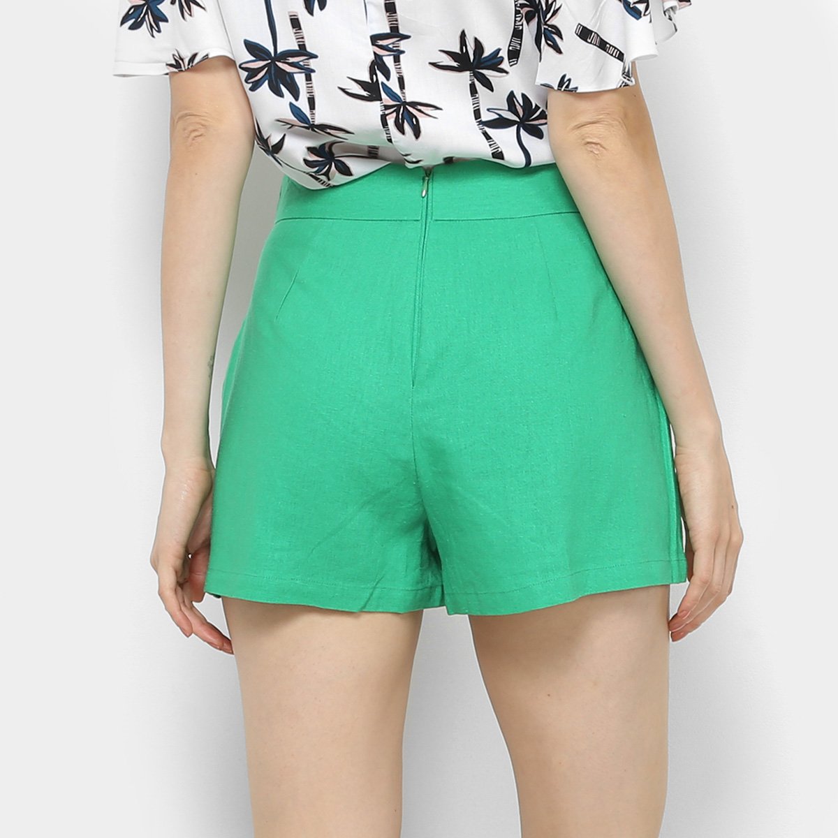 short de linho verde