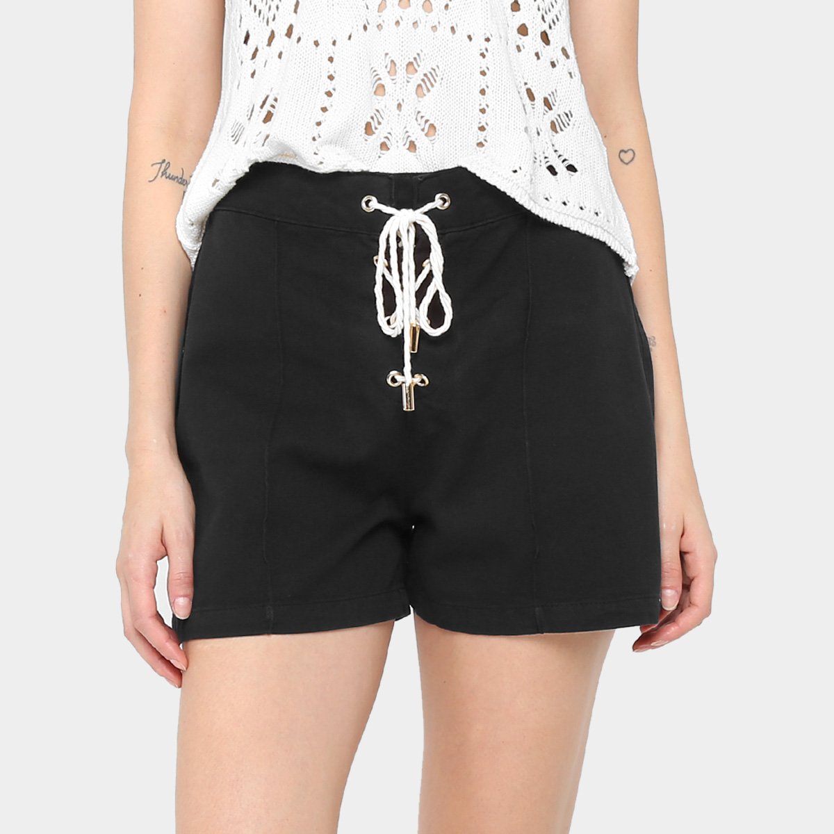 short de sarja cintura alta