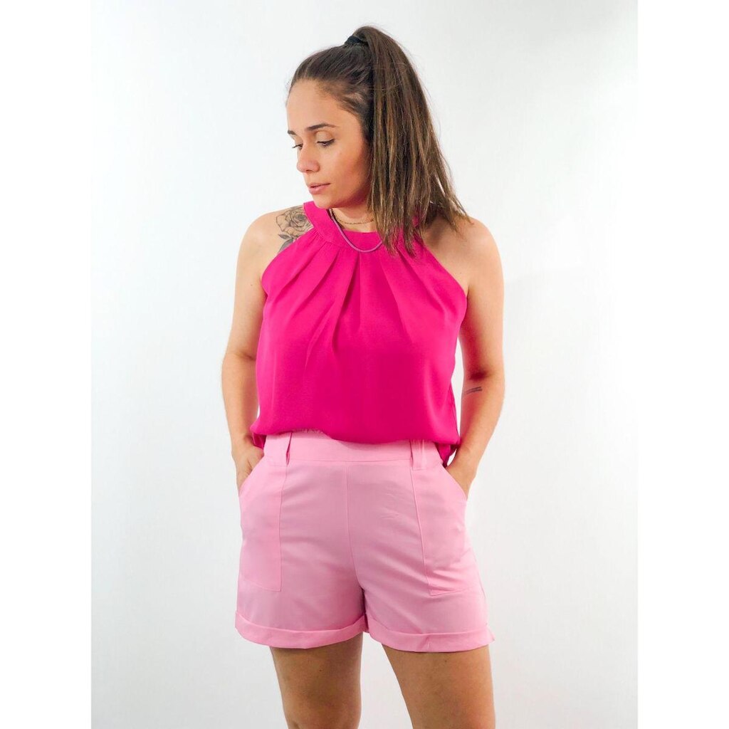 Short crepe cintura alta