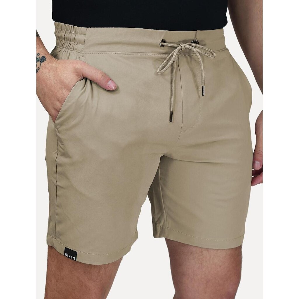 Short Dixen Maculino Tactel Meio Elástico Cáqui