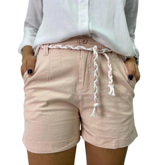 Short em Algodão com Cinto em Corda