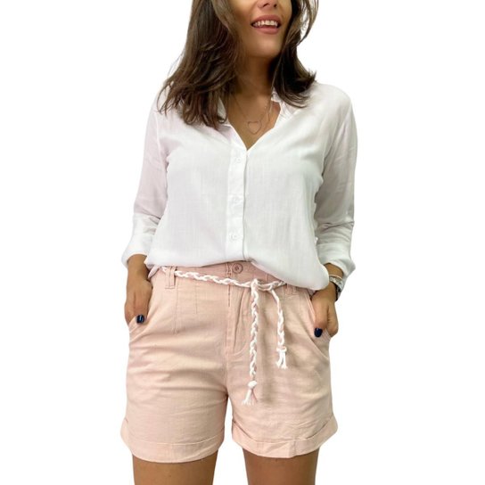 Short em Algodão com Cinto em Corda