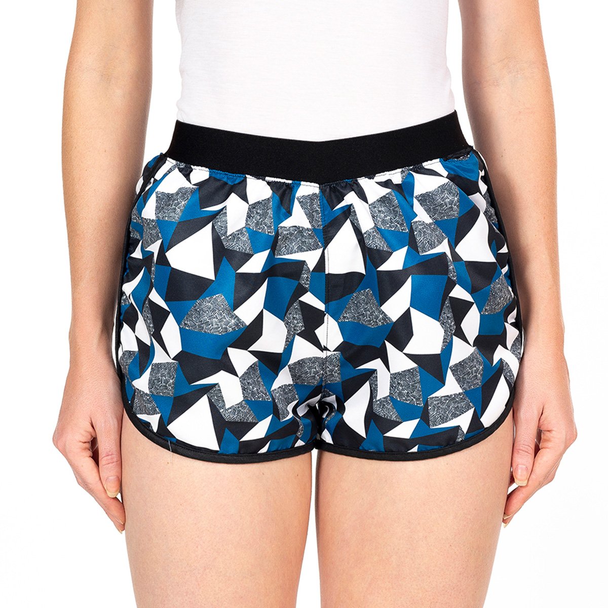 Short Energia Natural Elástico Estampado Feminino - Azul+Branco Menor preço em Short Energia Natural Elástico Estampado Feminino - Azul+Branco
