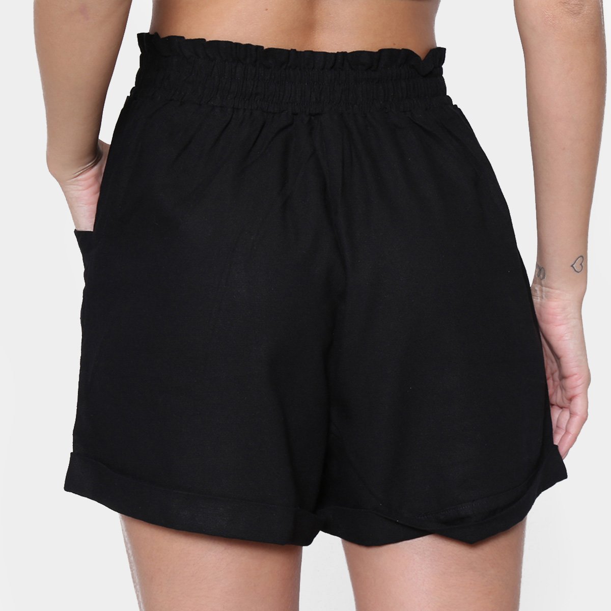 Short Farm Alfaiataria Cós Largo Feminino - Preto | Zattini