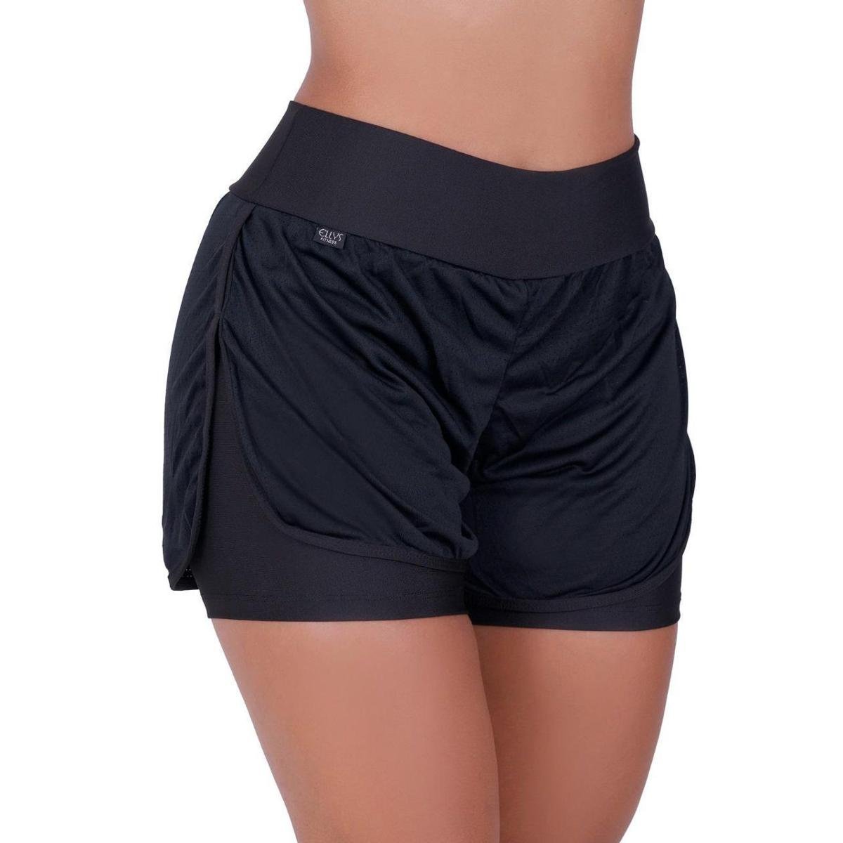 SHORT FEMININO CAMINHADA DUPLO PRETO Menor preço em SHORT FEMININO CAMINHADA DUPLO PRETO