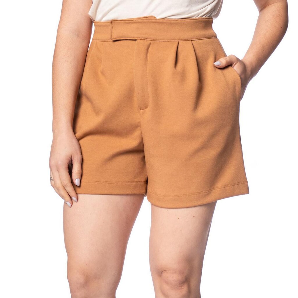 Short Feminino Endless Piquet Alfaiataria Caramelo