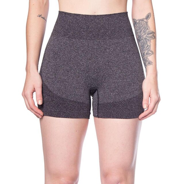 Short Feminino Selene Sem Costura Mesclado Preto