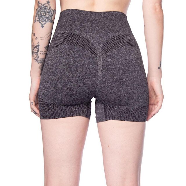 Short Feminino Selene Sem Costura Mesclado Preto