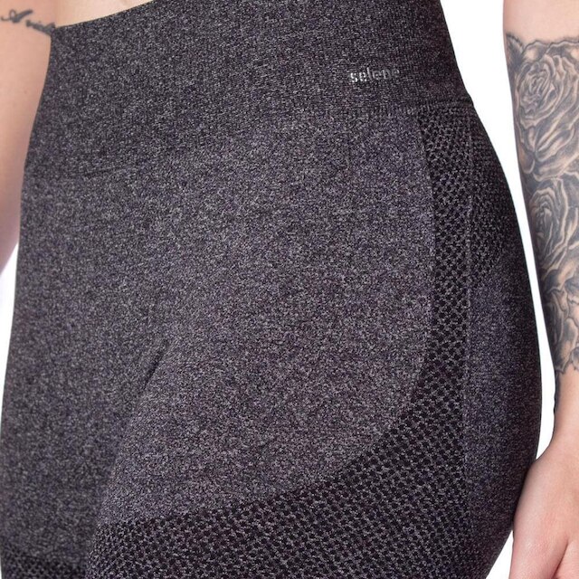 Short Feminino Selene Sem Costura Mesclado Preto