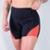 Short Fitness com Recortes em Tela de Poliamida - Fitmoda - Preto+Laranja