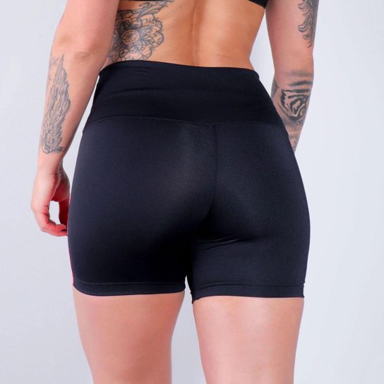 Short Fitness com Recortes em Tela de Poliamida - Fitmoda