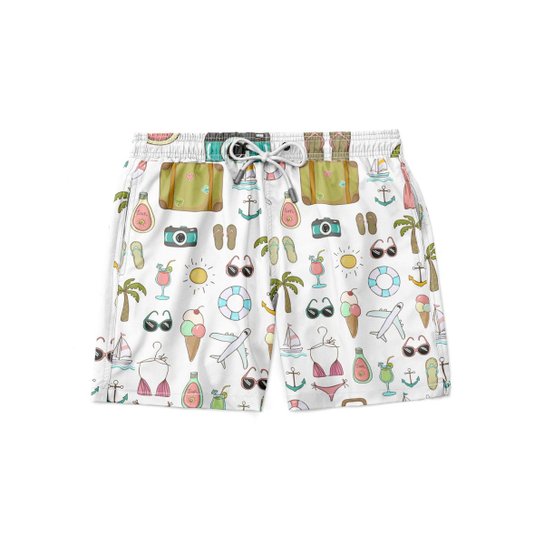 Short Gin Tropical Masculina - Branco