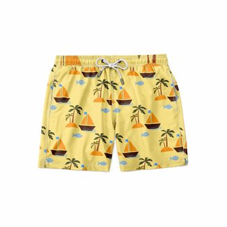 Short Gin Tropical Moda Praia Peixes Masculino