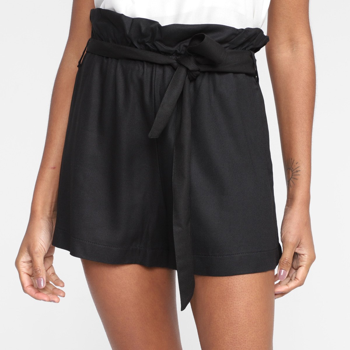 Short Hering Liso Amarração Feminino - Preto Menor preço em Short Hering Liso Amarração Feminino - Preto