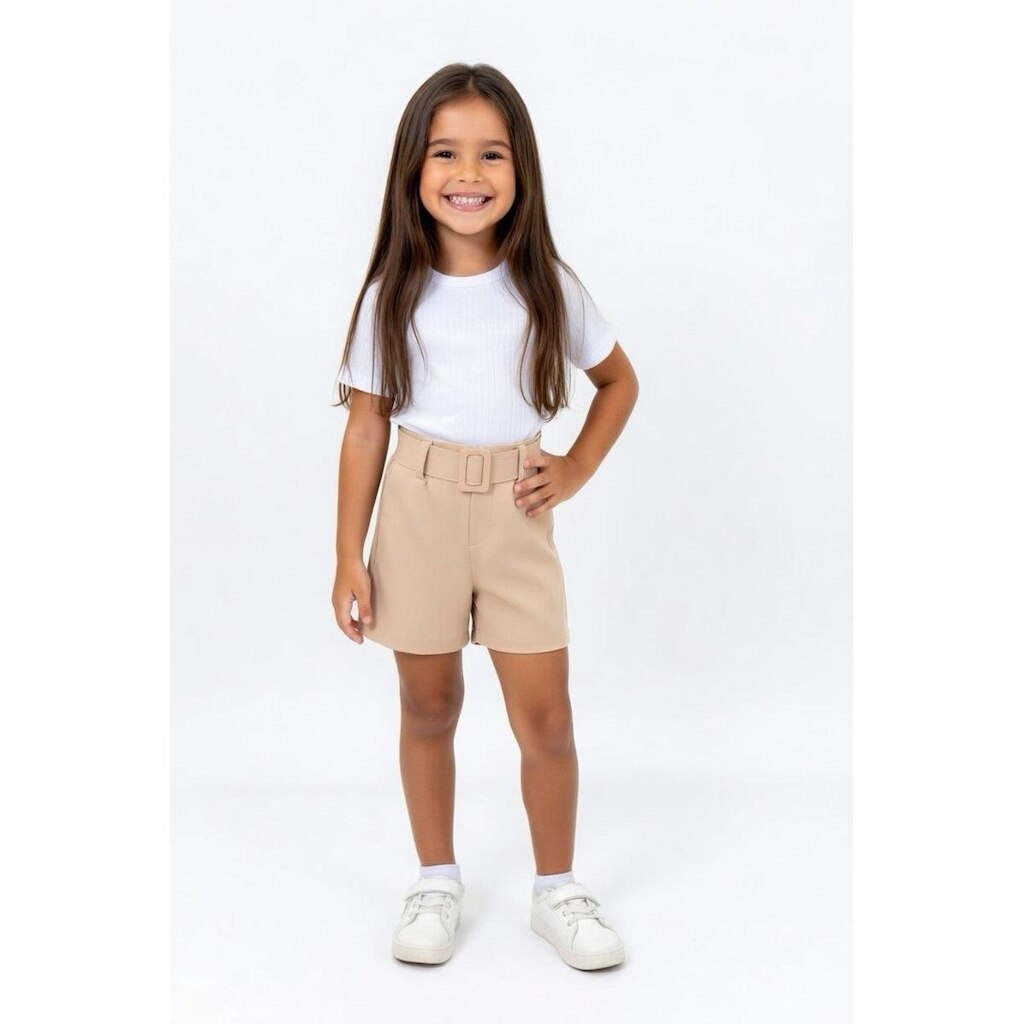 Short Infantil D Bell Outlet Fashion Bengaline Bege