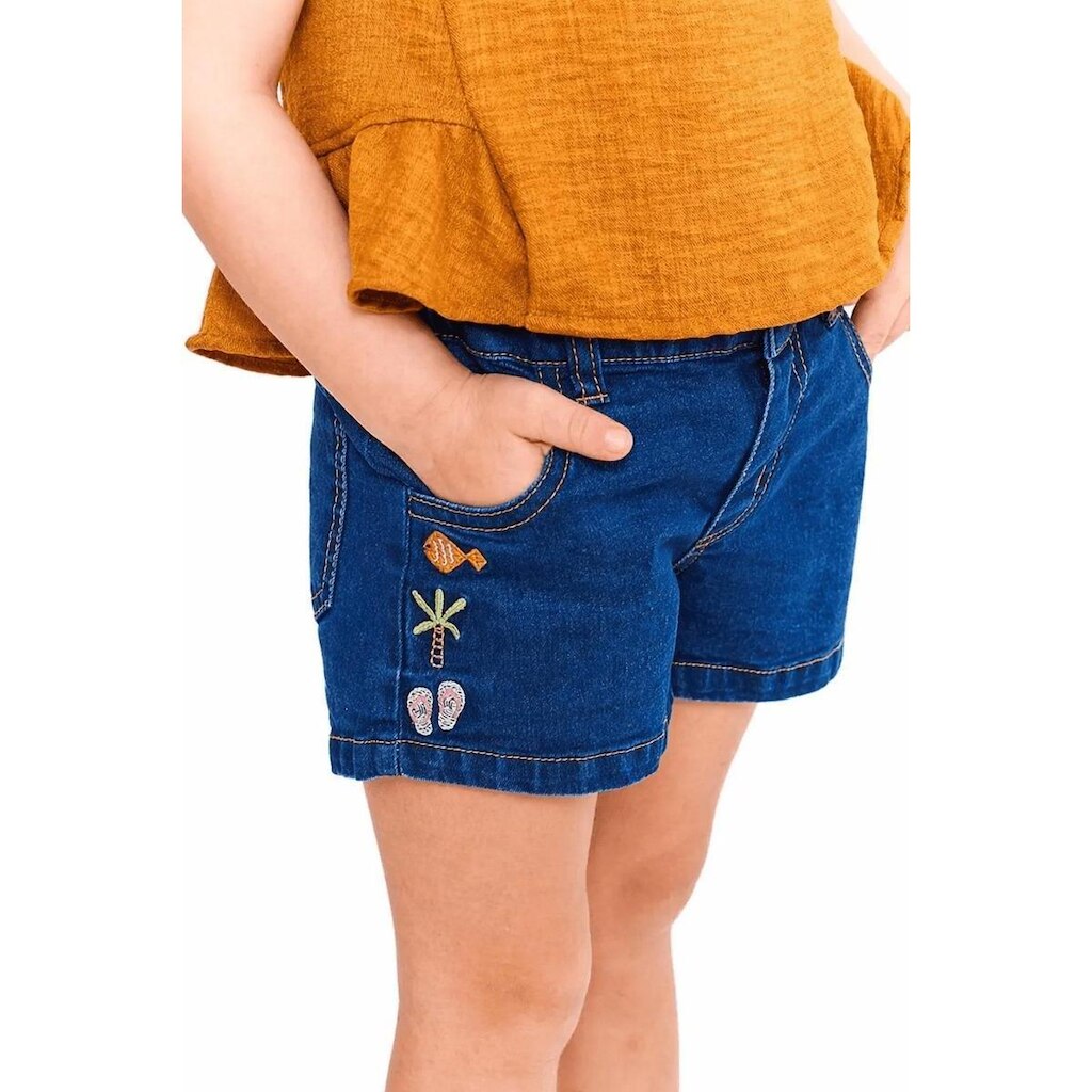 Short Infantil Menina Geopraia Alphabeto Jeans