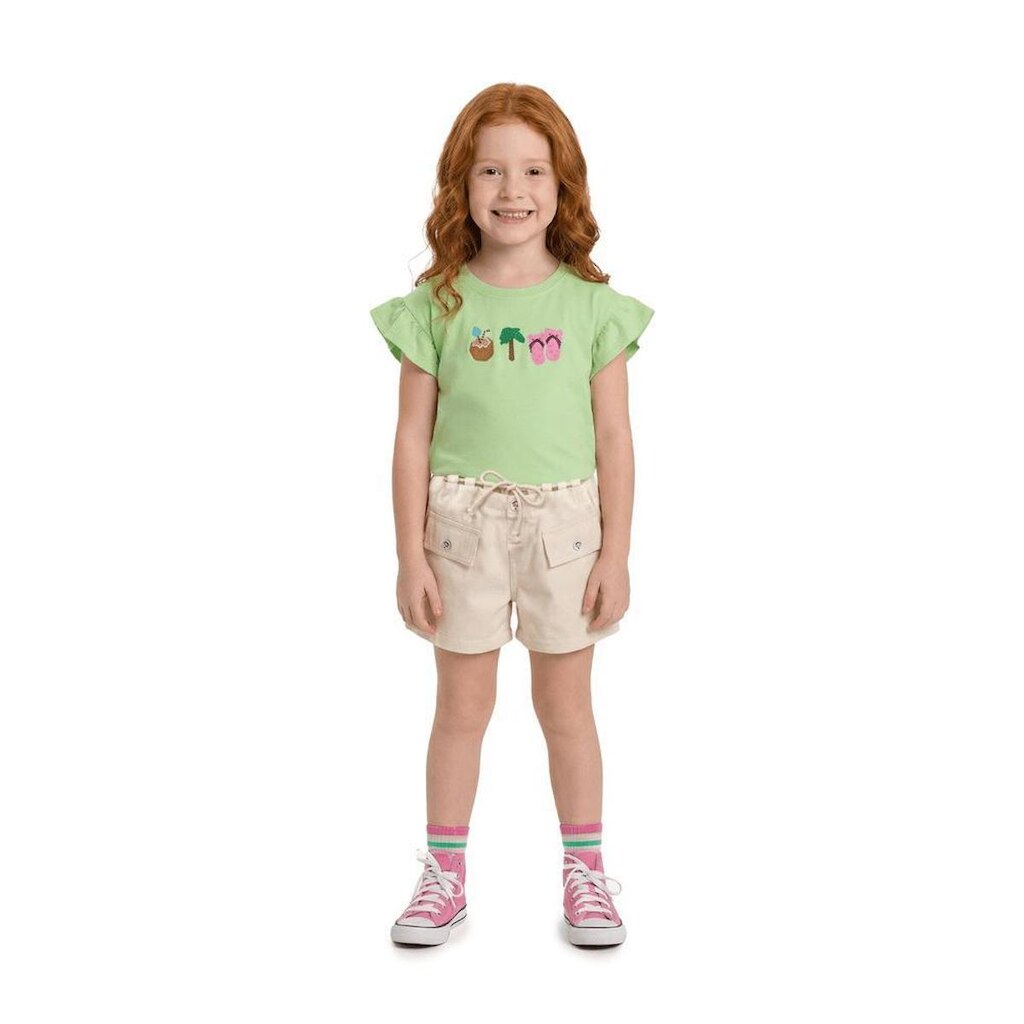 Short Infantil Menina Solar Alphabeto Cru