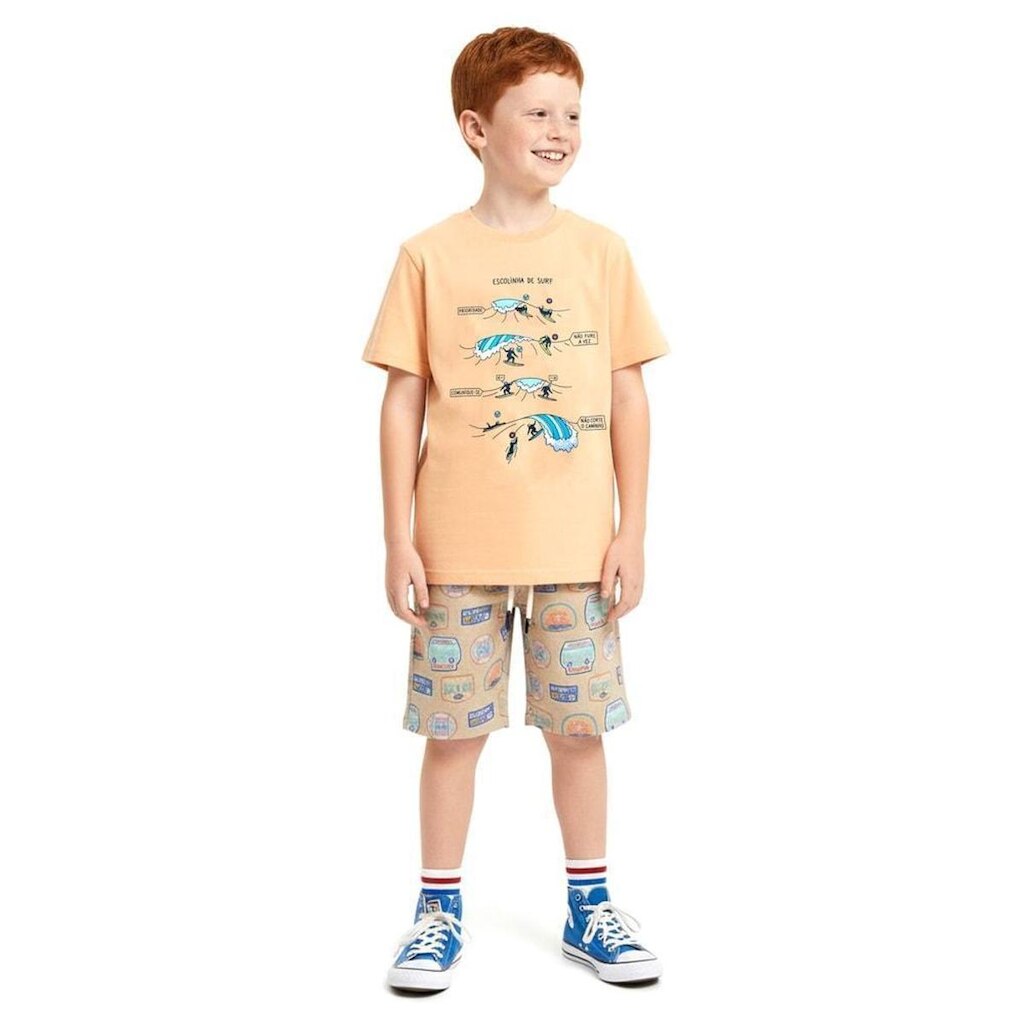 Short Infantil Menino Aulinha de Surf Alphabeto Areia