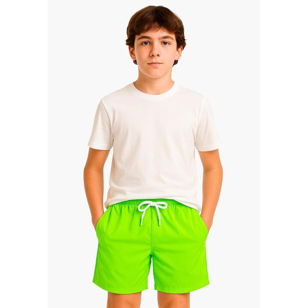 Short Infantil Praia Tactel Verde Bermuda a para Piscina e Verão
