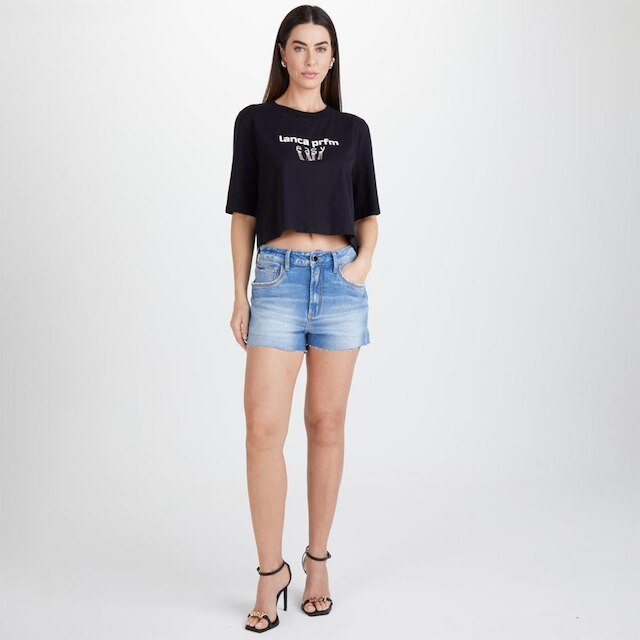 Short Jeans Easy Lança Perfume Hot Pants Feminino