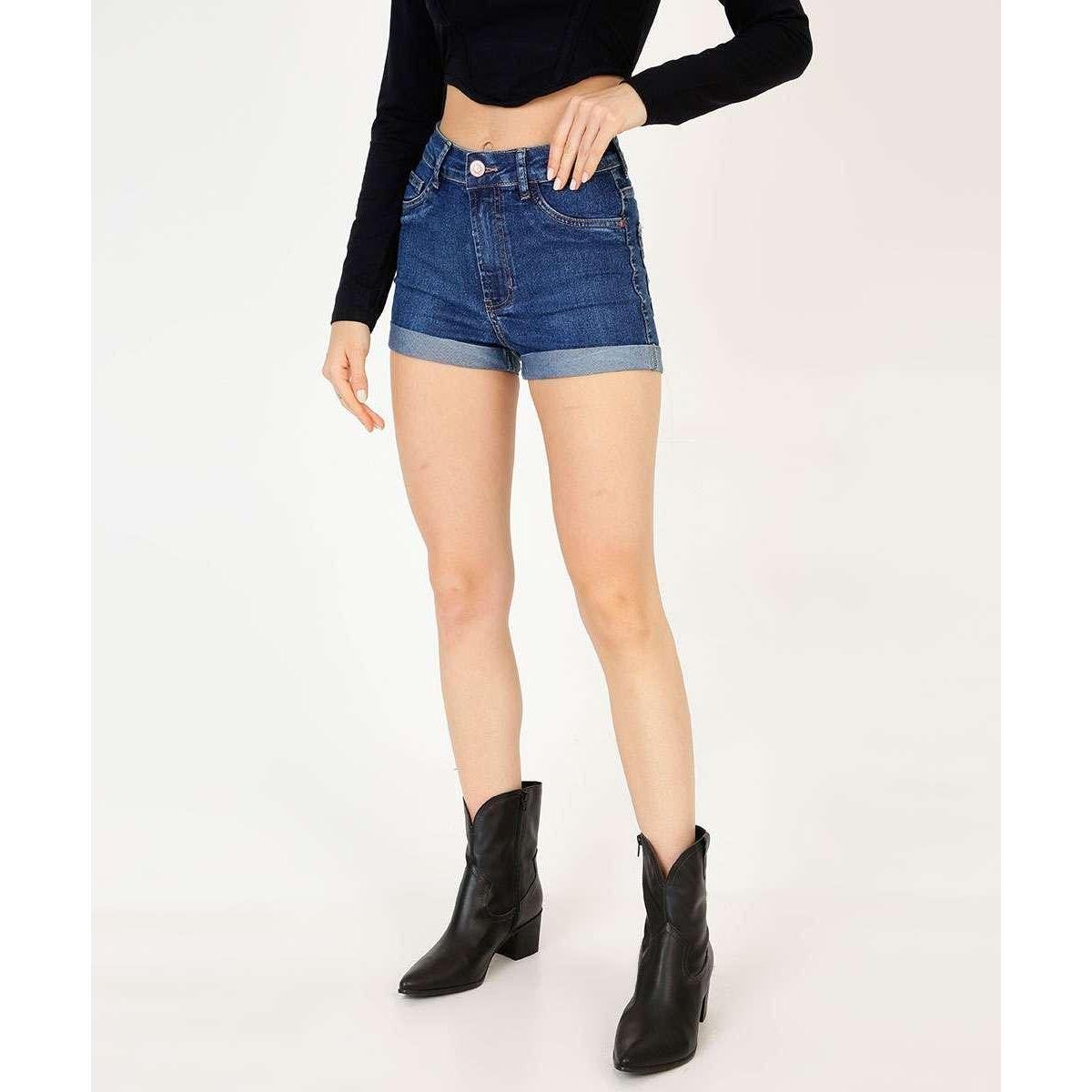 Short Jeans Feminino Barra Dobrada Marisa-59093 - Jeans Menor preço em Short Jeans Feminino Barra Dobrada Marisa-59093 - Jeans