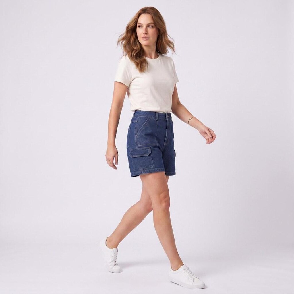 Short Jeans Feminino Cargo Kult
