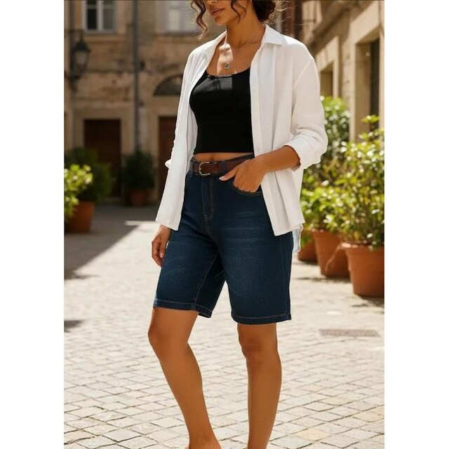 Short Jeans Feminino Cintura Alta – Bermuda Jorts Jeans Moda Casual