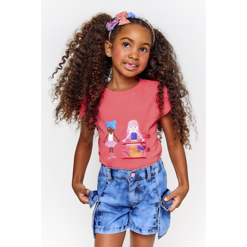 Short Jeans Infantil Menina Casa de Sereias Bolsinhos