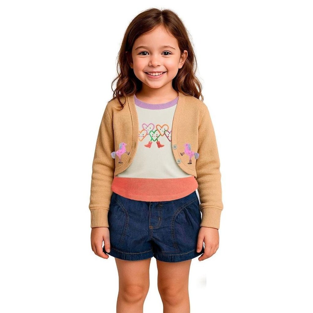 Short Jeans Infantil Menina Jeans Pônei Clube Alphabeto
