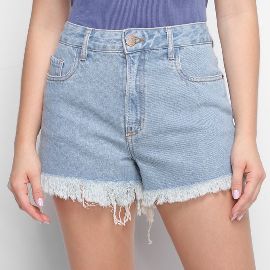 Short Jeans Oh, Boy! Barra Desfiada Feminino - Azul