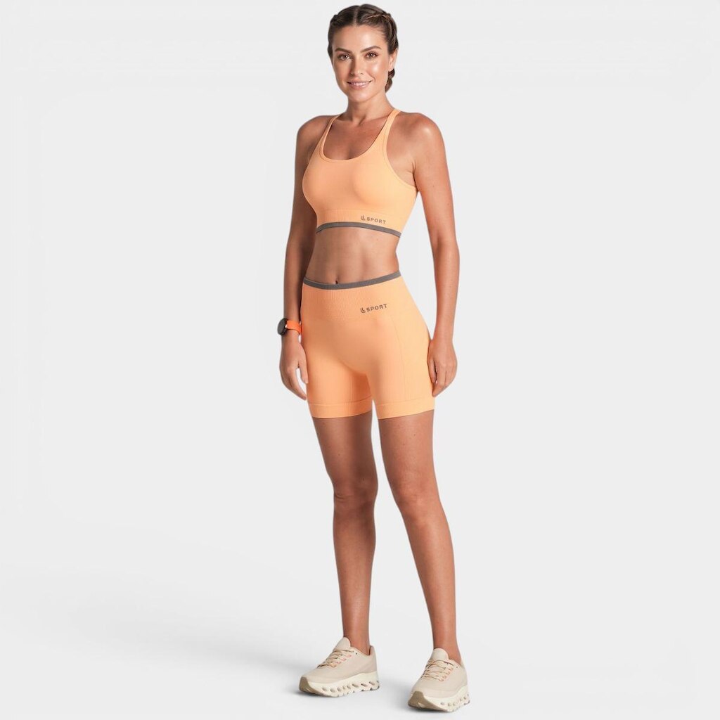 Short LSport Lupo Seamless Ayra Feminina - Laranja e Preto - G