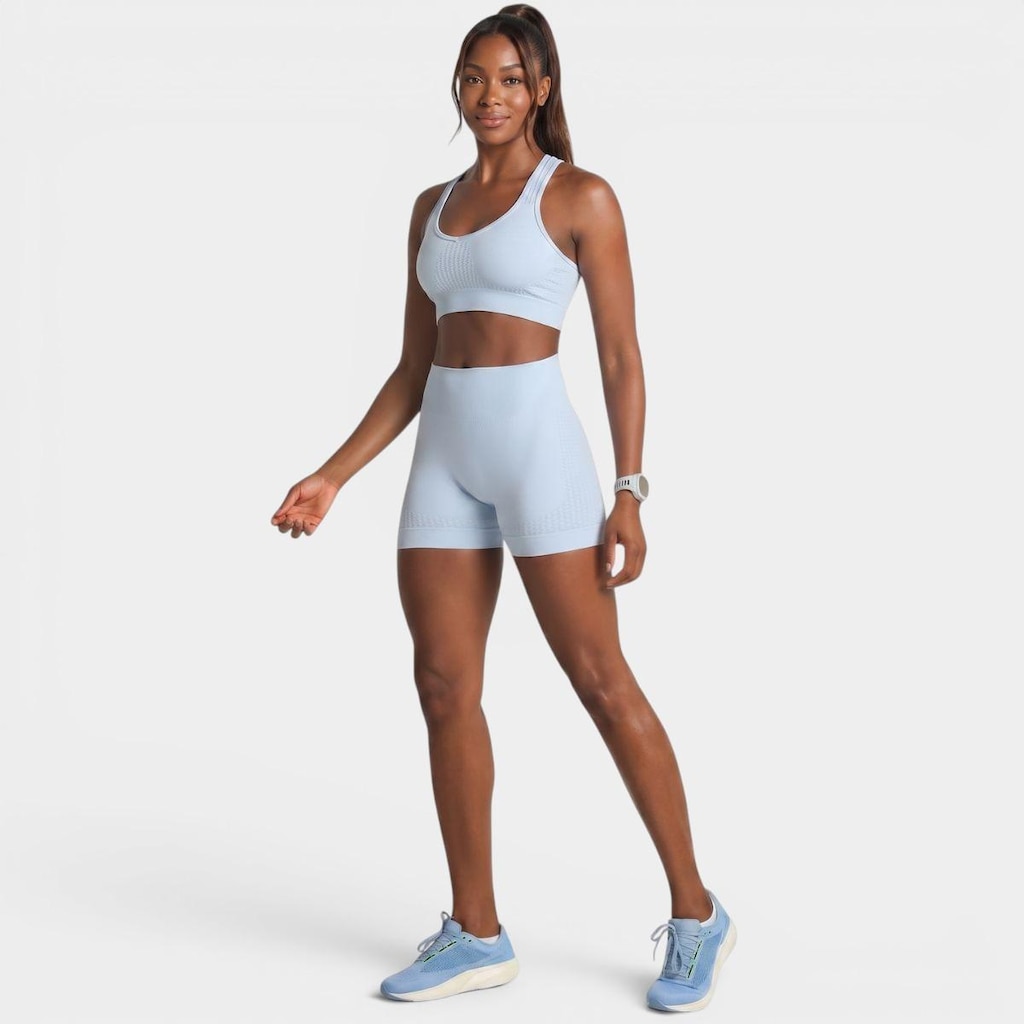 Short Lupo LSport Seamless Ondas Feminino - Azul Claro - P